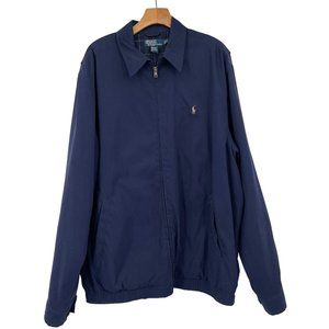 Vintage Polo Ralph Lauren Harrington Jacket Mens size XL tall Full Zip navy logo